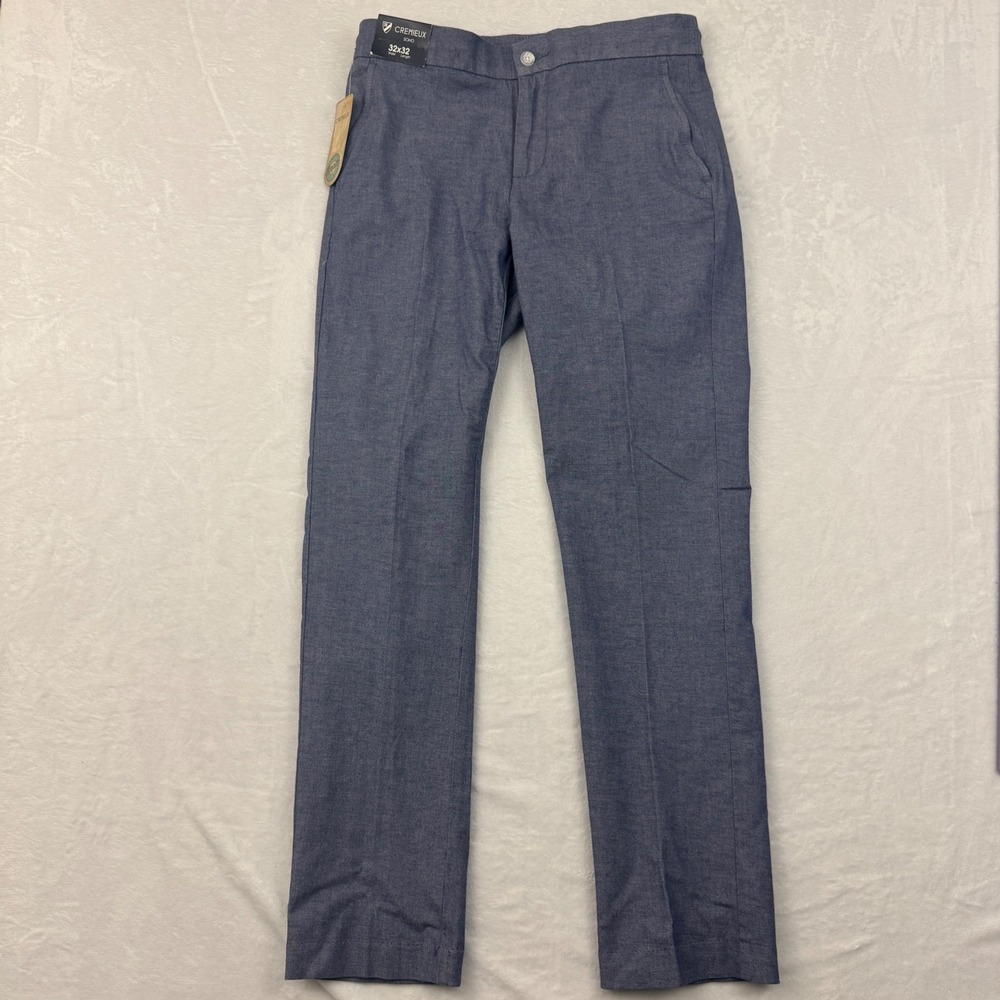 Cremieux Soho Island Pants Mens 32x32 Blue Chambray Cotton Stretch T5PX601